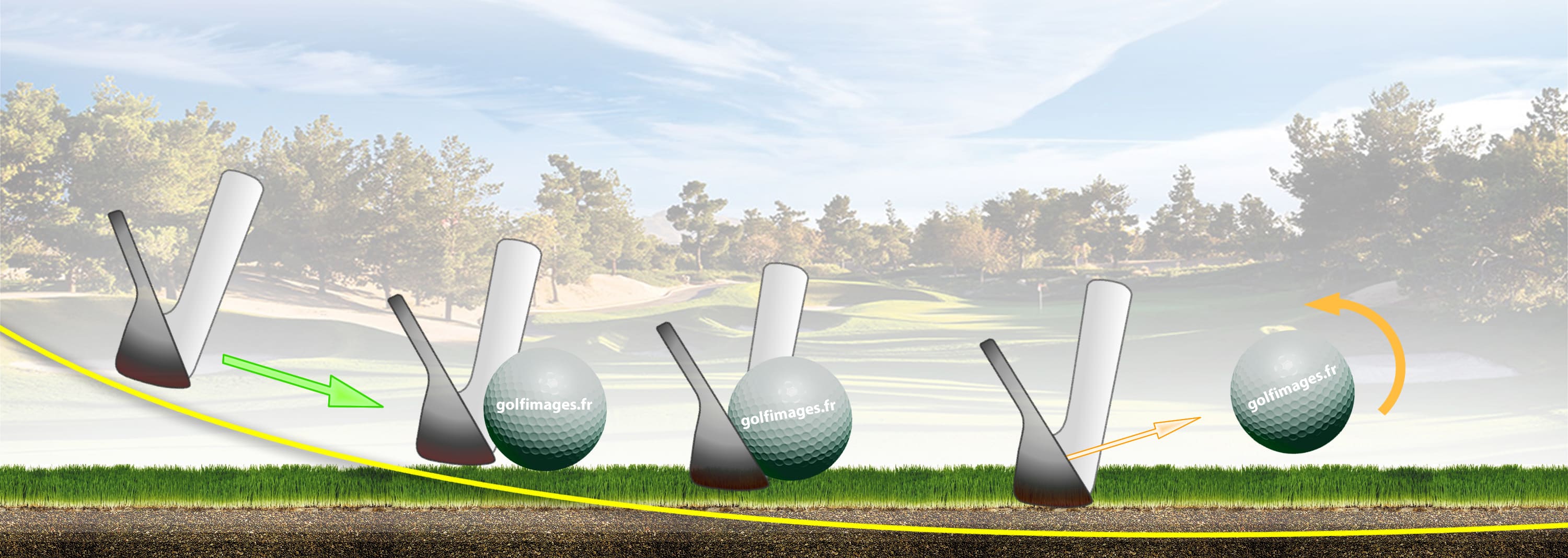 swing de fer sur le fairway lors d'un stage de golf